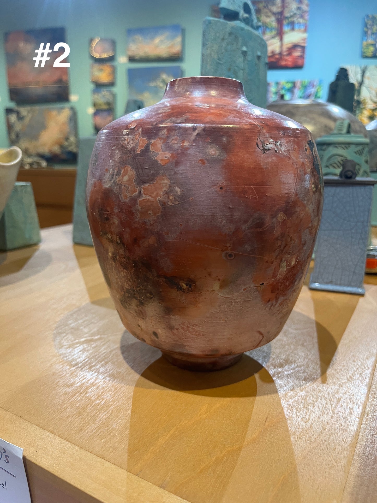 Medium-Small Salmon Saggar Vase by Tim Scull