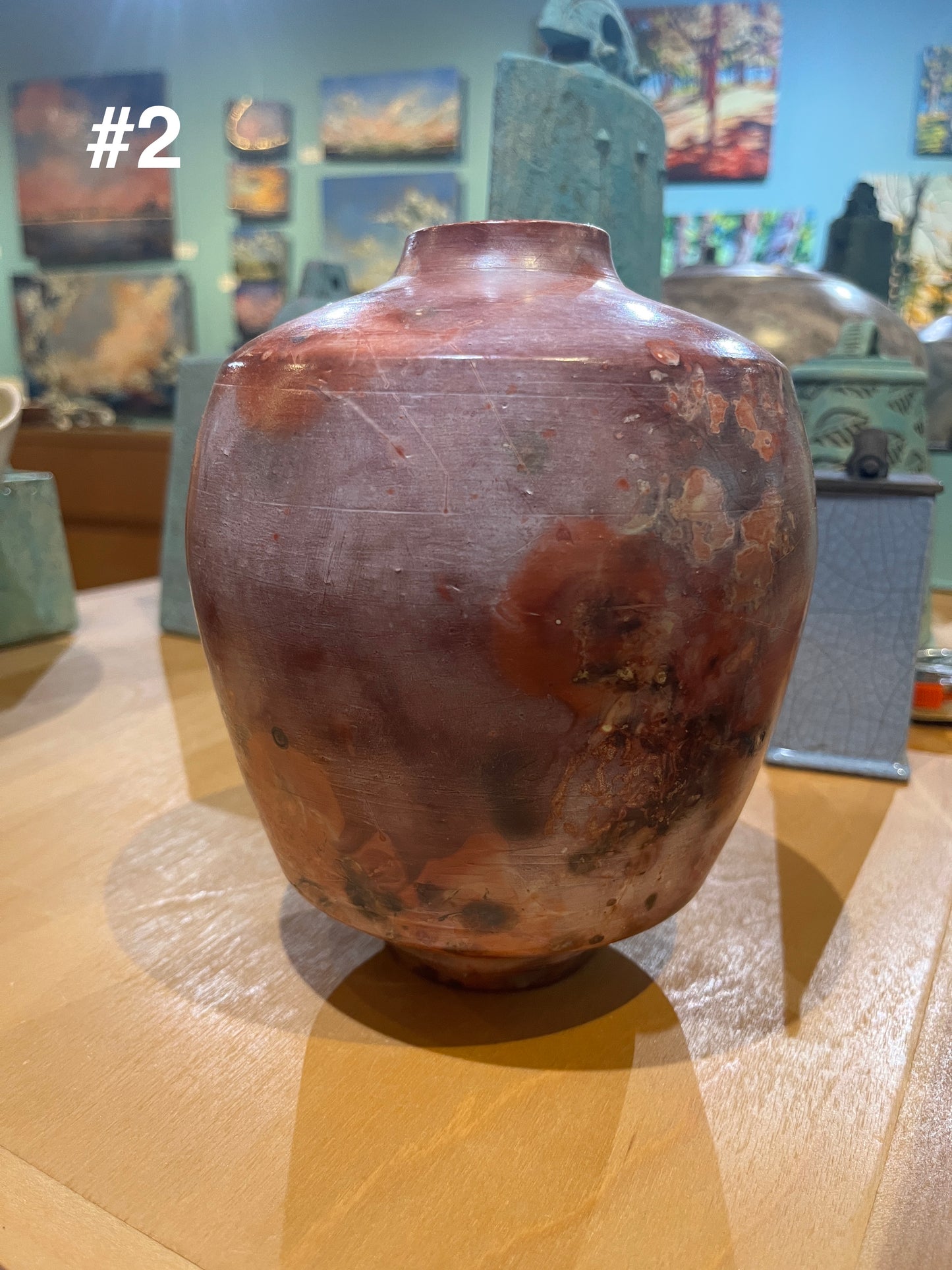 Medium-Small Salmon Saggar Vase by Tim Scull