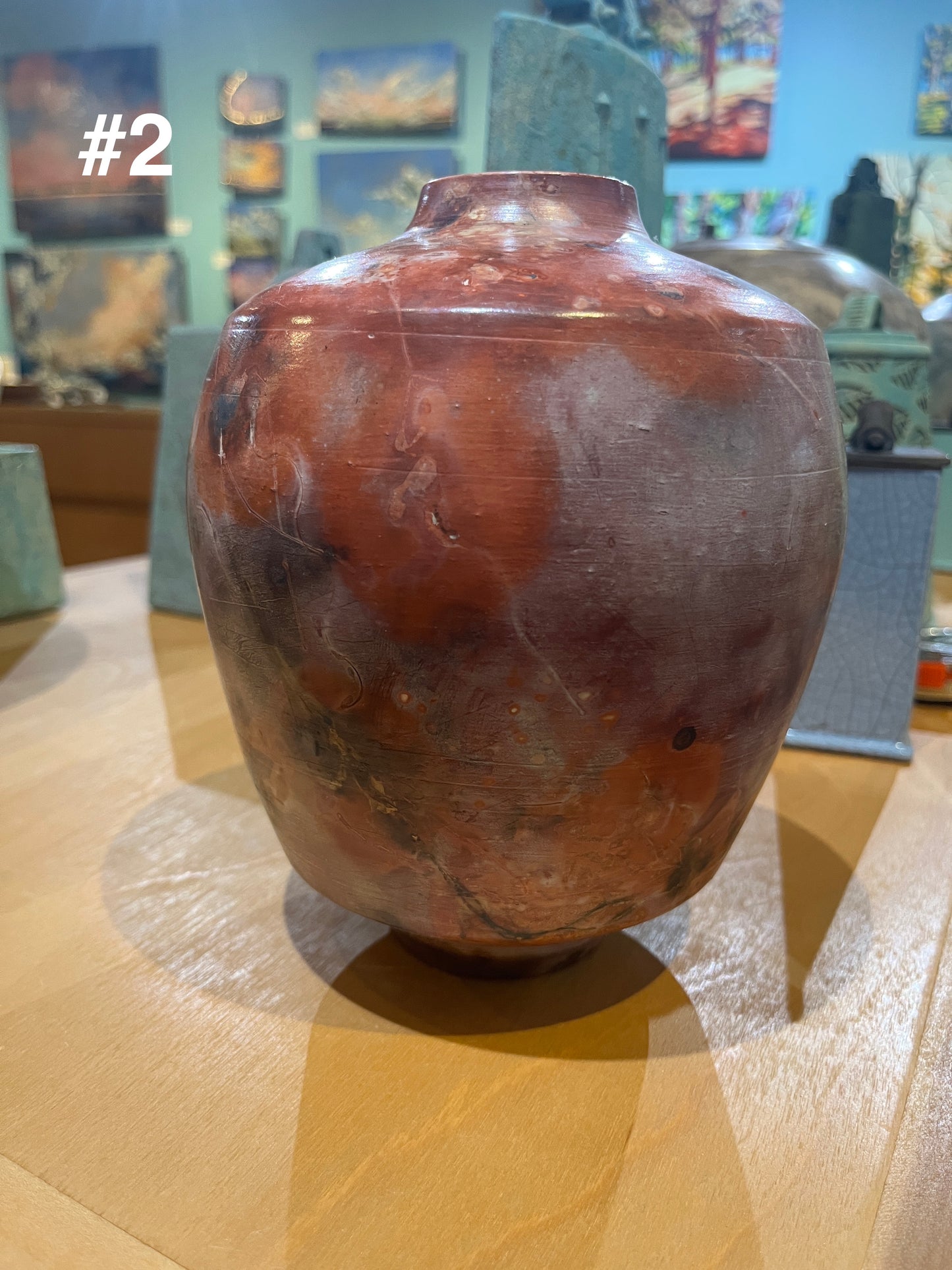 Medium-Small Salmon Saggar Vase by Tim Scull