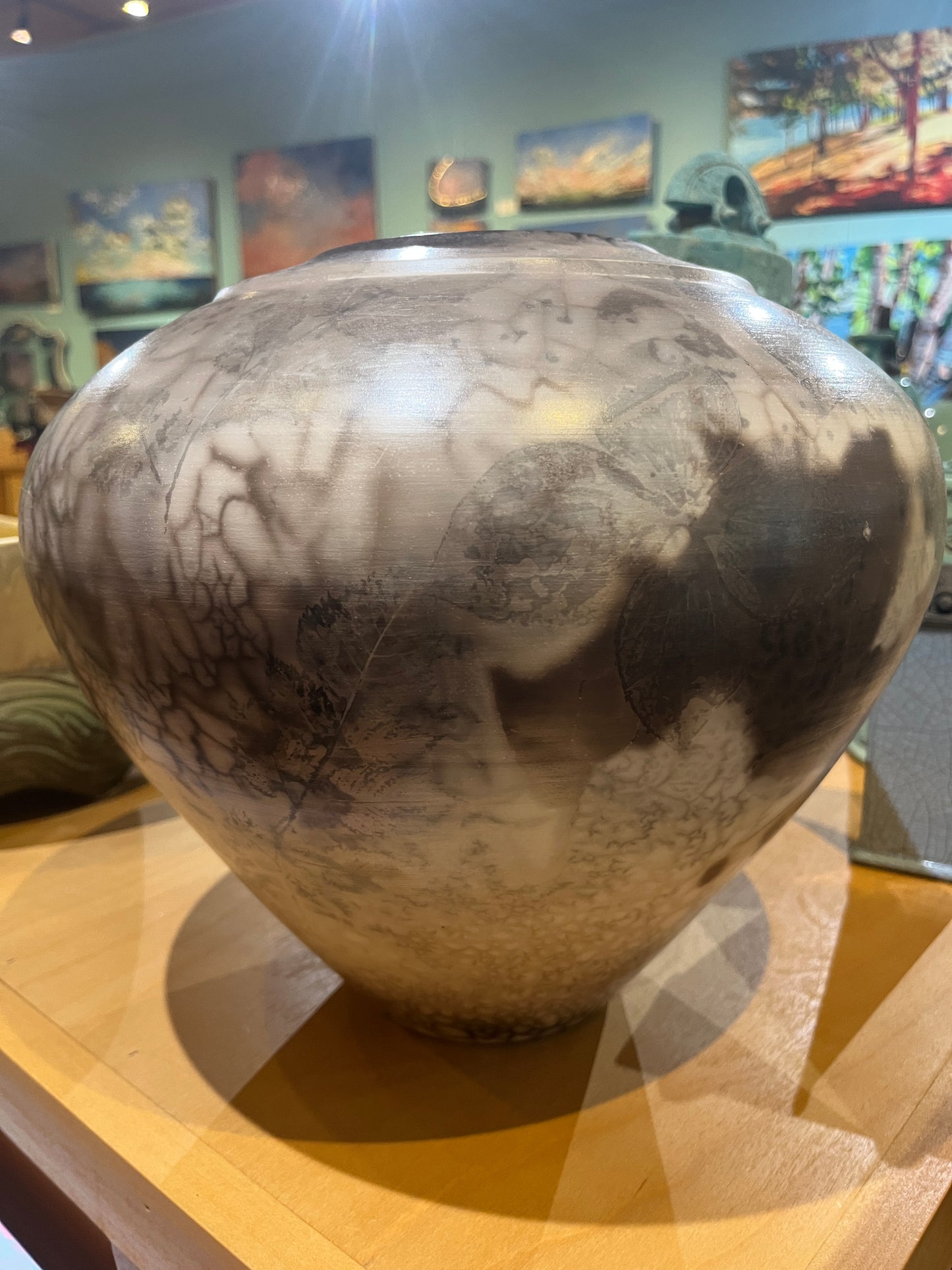 Sawdust Fired Large Globe Vase by Tim Scull