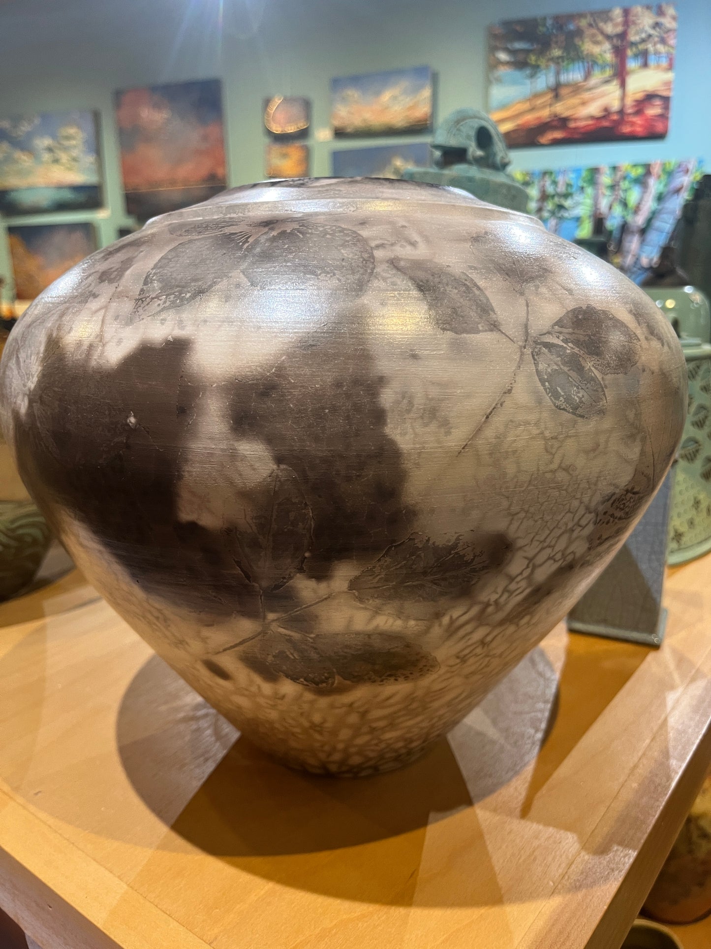 Sawdust Fired Large Globe Vase by Tim Scull