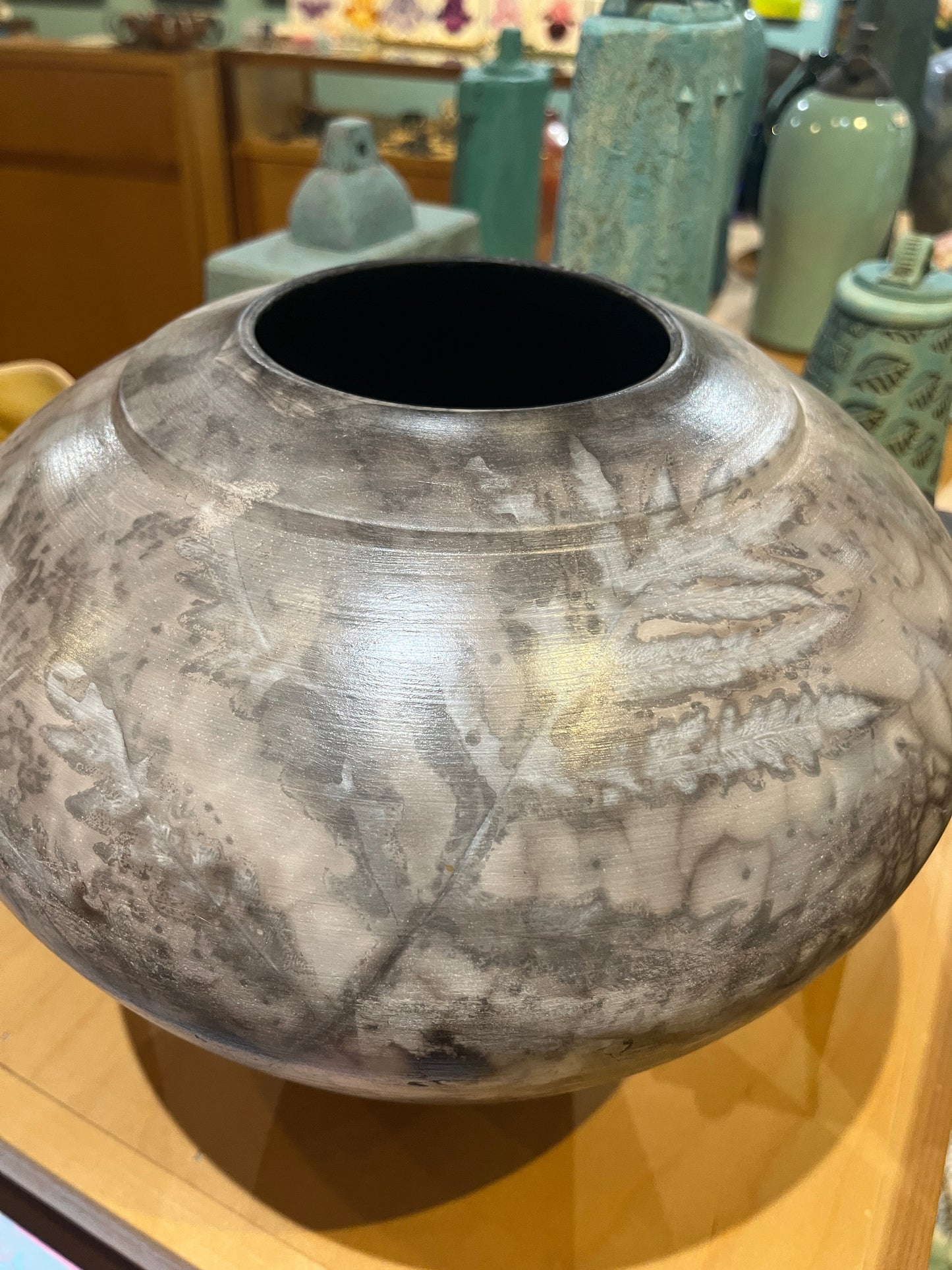 Sawdust Fired Large Globe Vase by Tim Scull