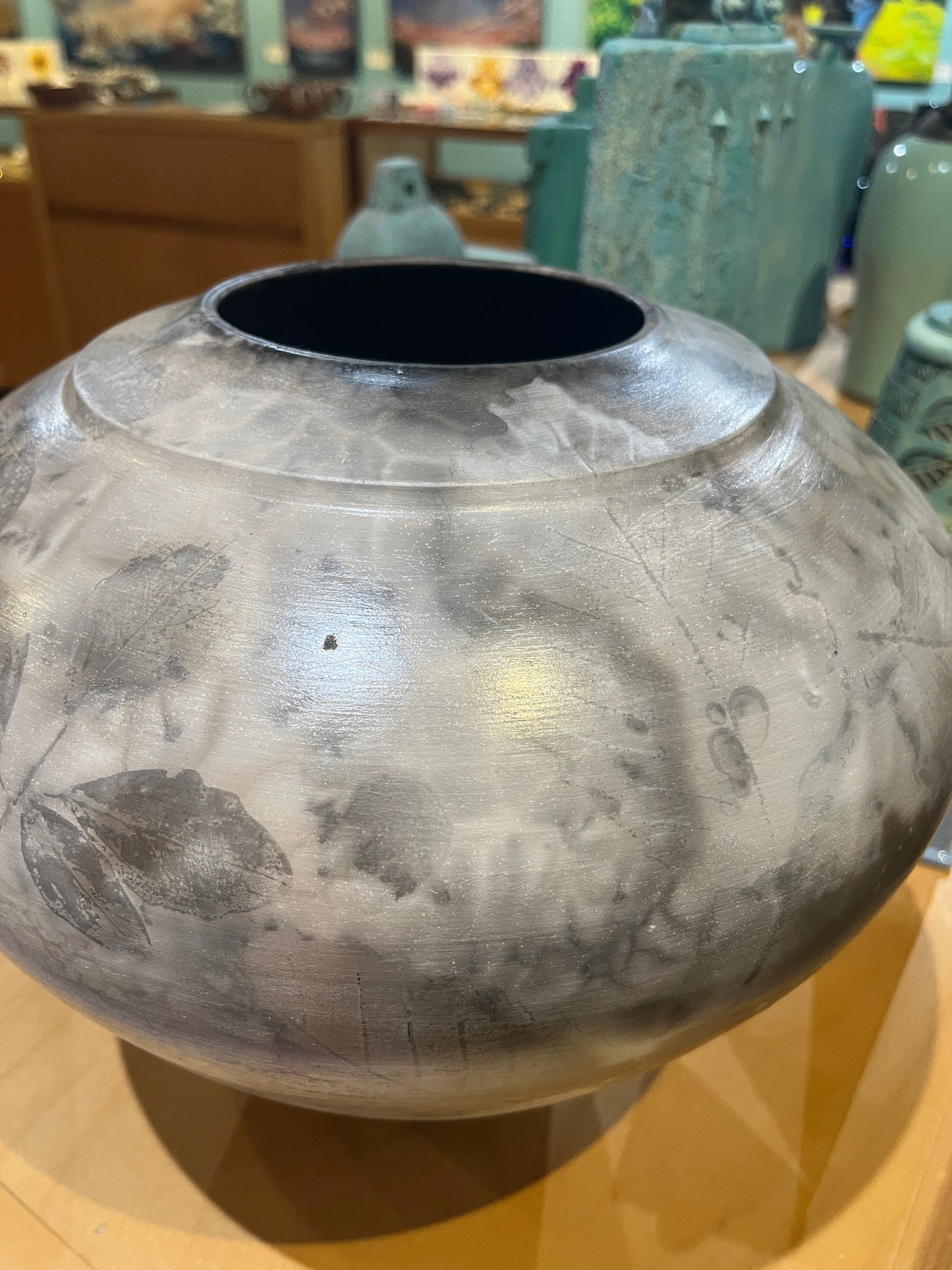 Sawdust Fired Large Globe Vase by Tim Scull