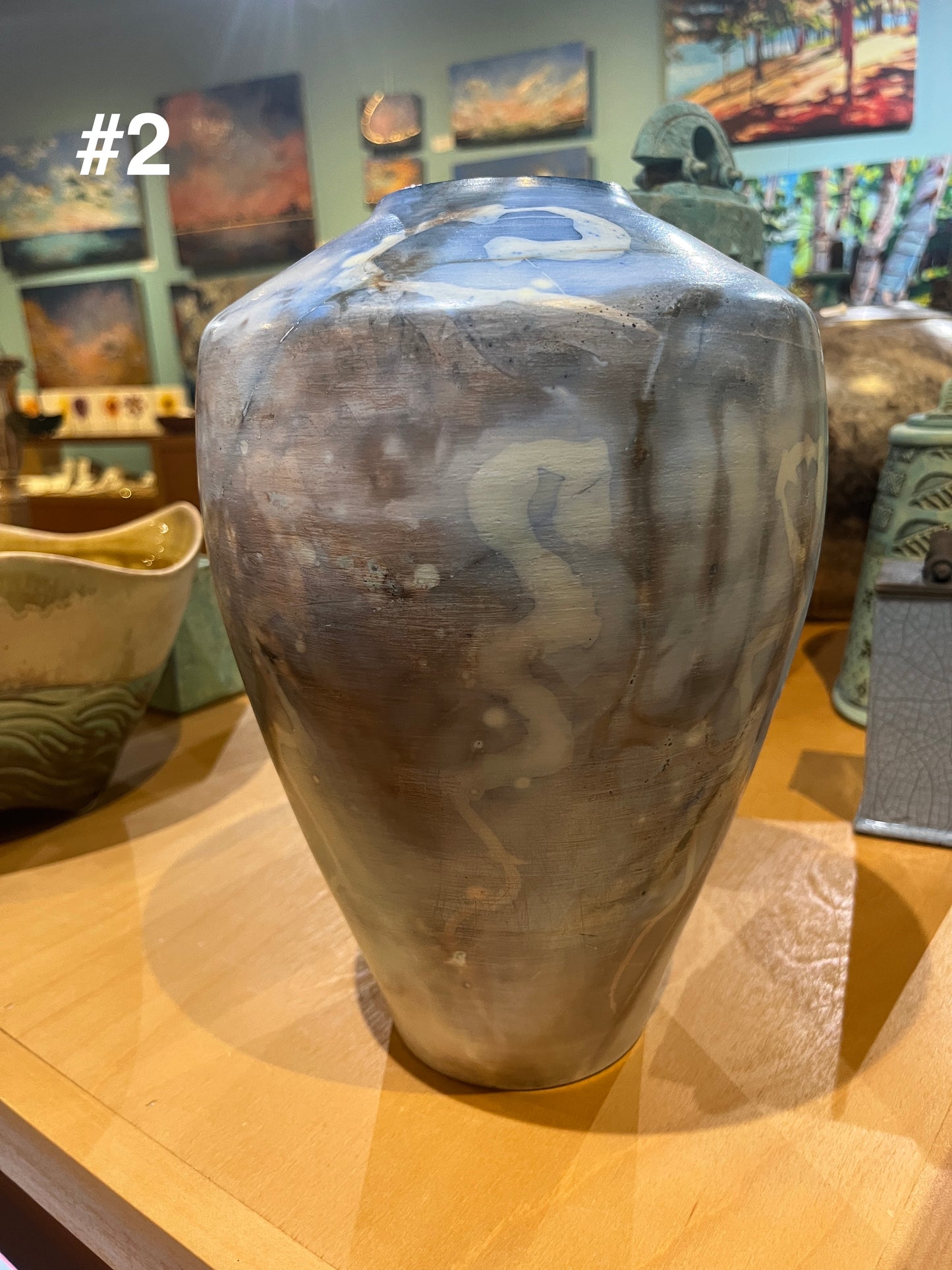 Medium Blue Saggar Vase by Tim Scull