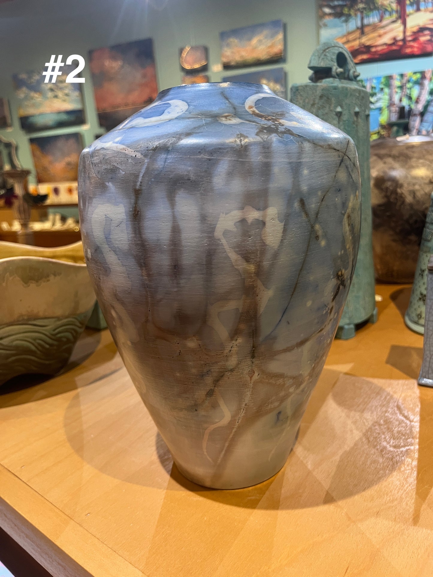 Medium Blue Saggar Vase by Tim Scull
