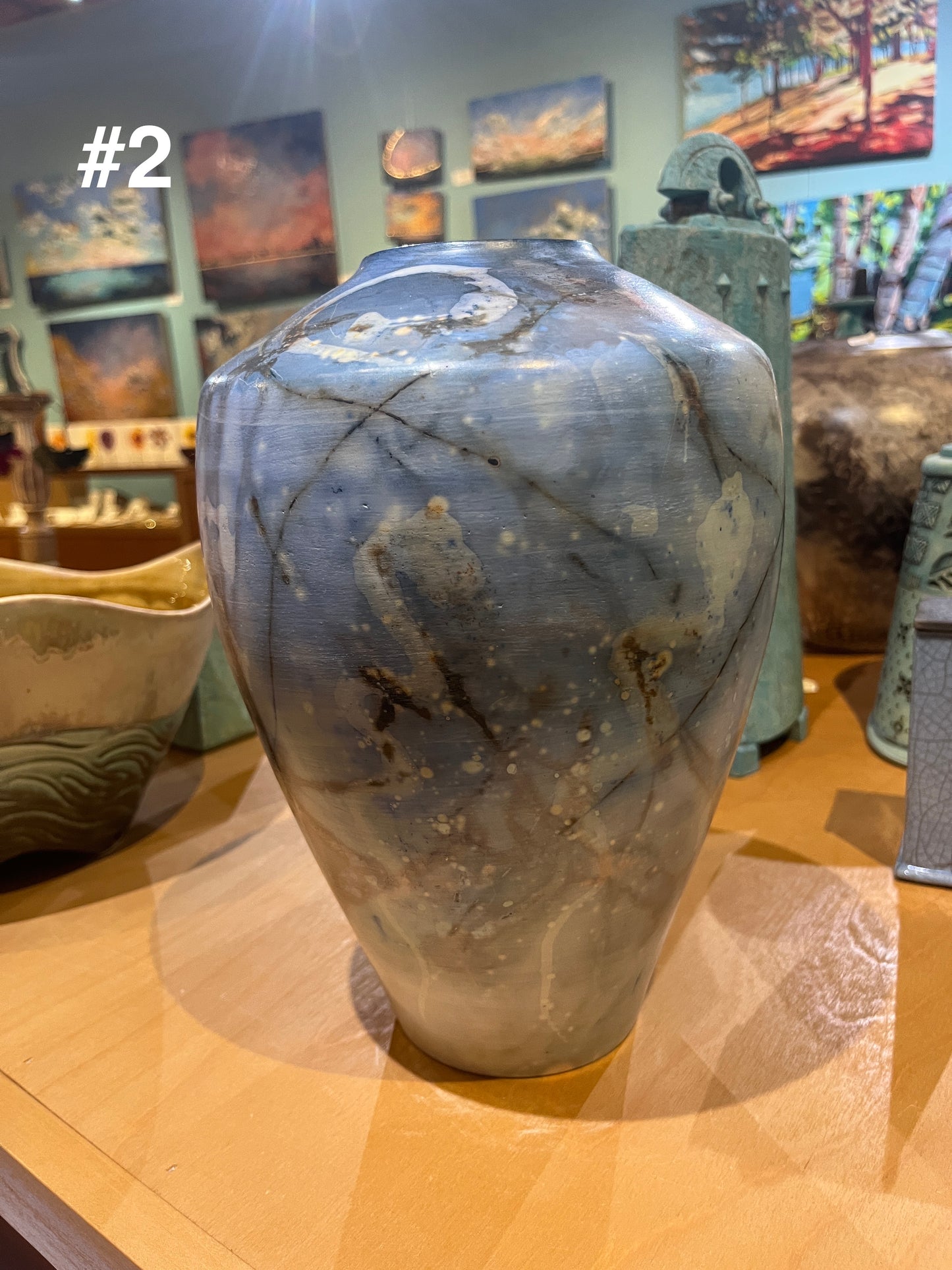 Medium Blue Saggar Vase by Tim Scull