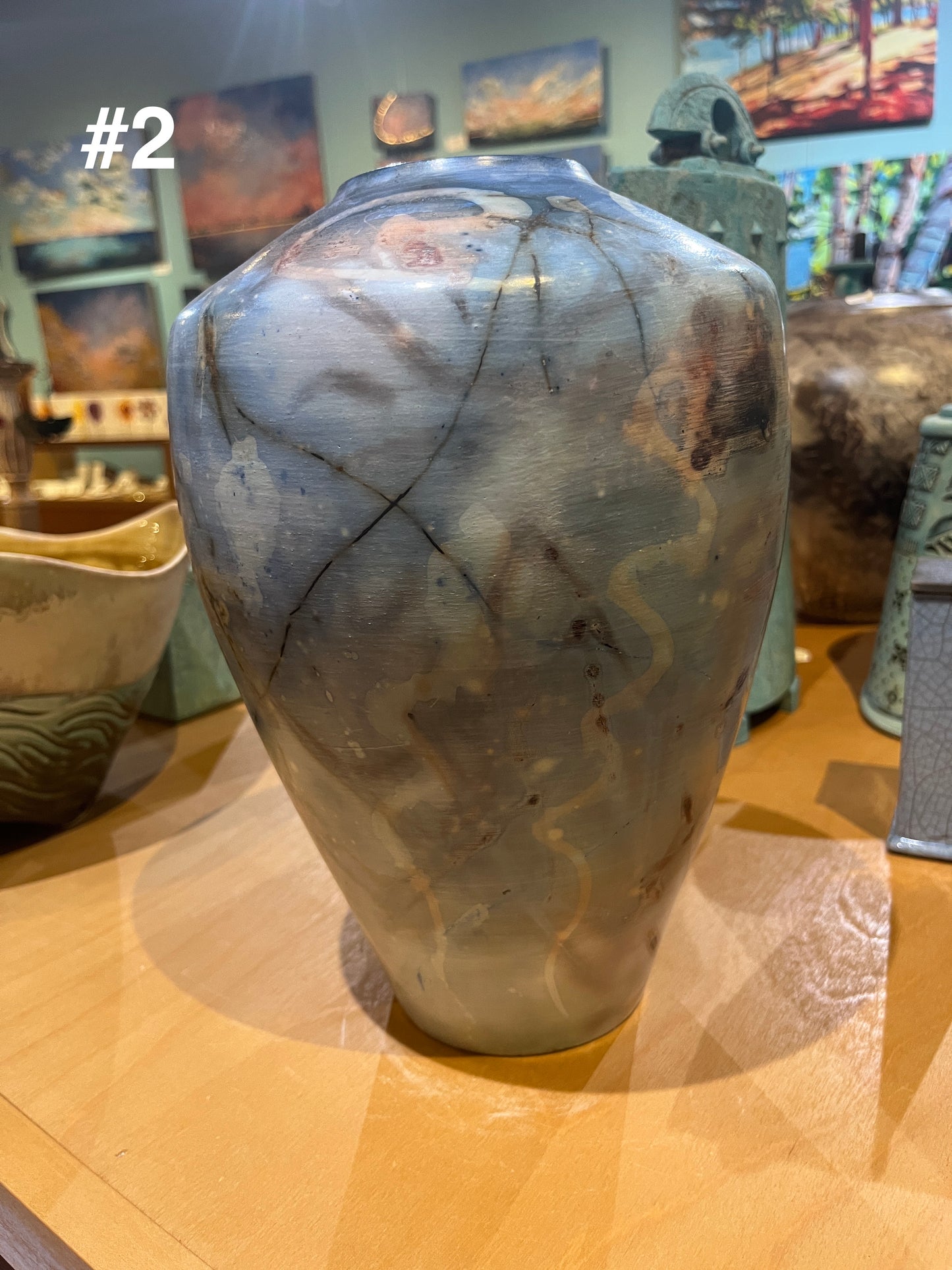 Medium Blue Saggar Vase by Tim Scull
