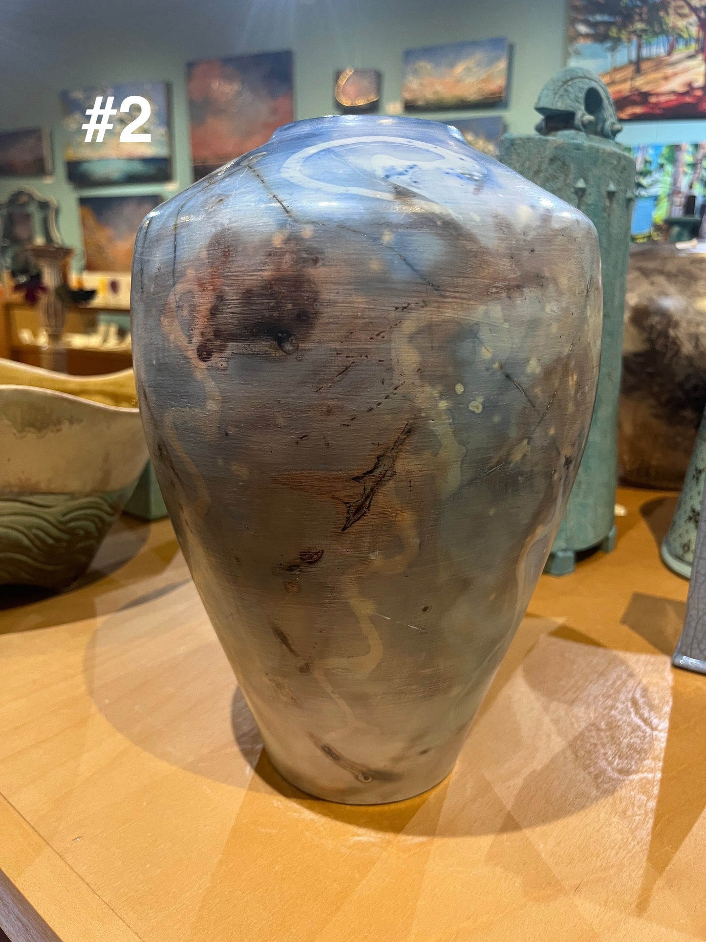 Medium Blue Saggar Vase by Tim Scull