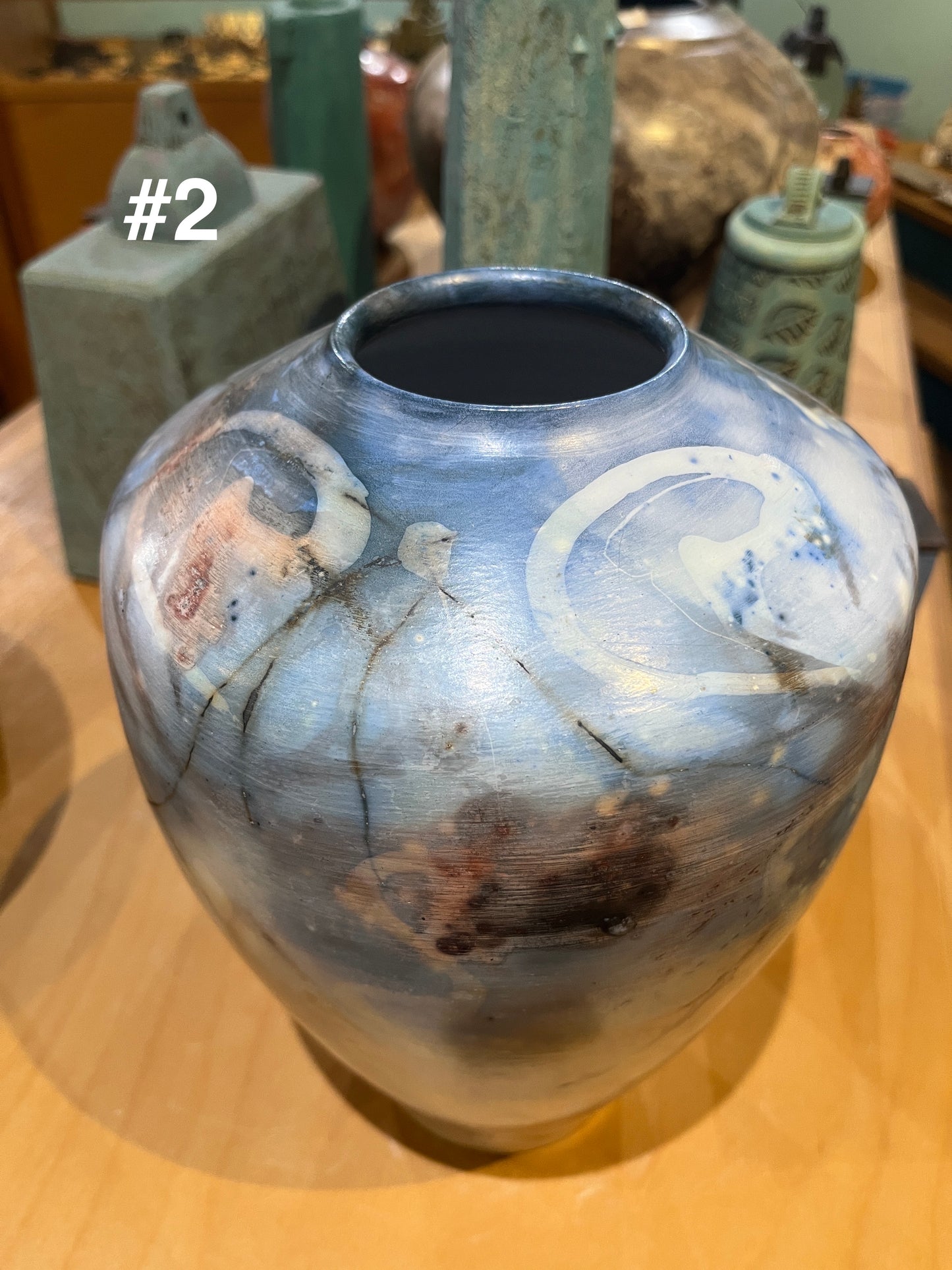 Medium Blue Saggar Vase by Tim Scull