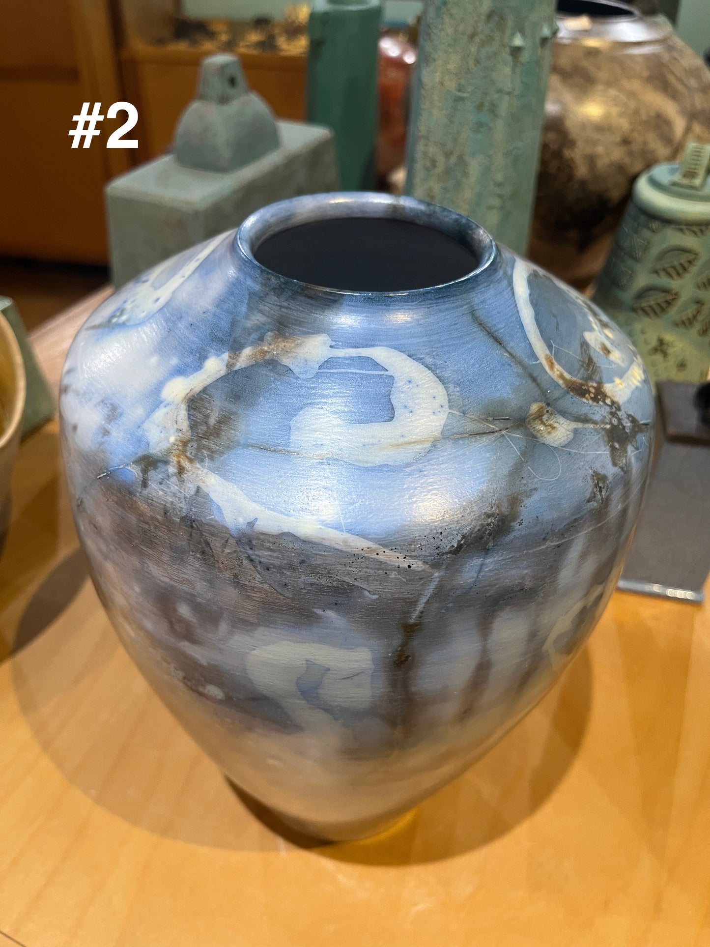 Medium Blue Saggar Vase by Tim Scull