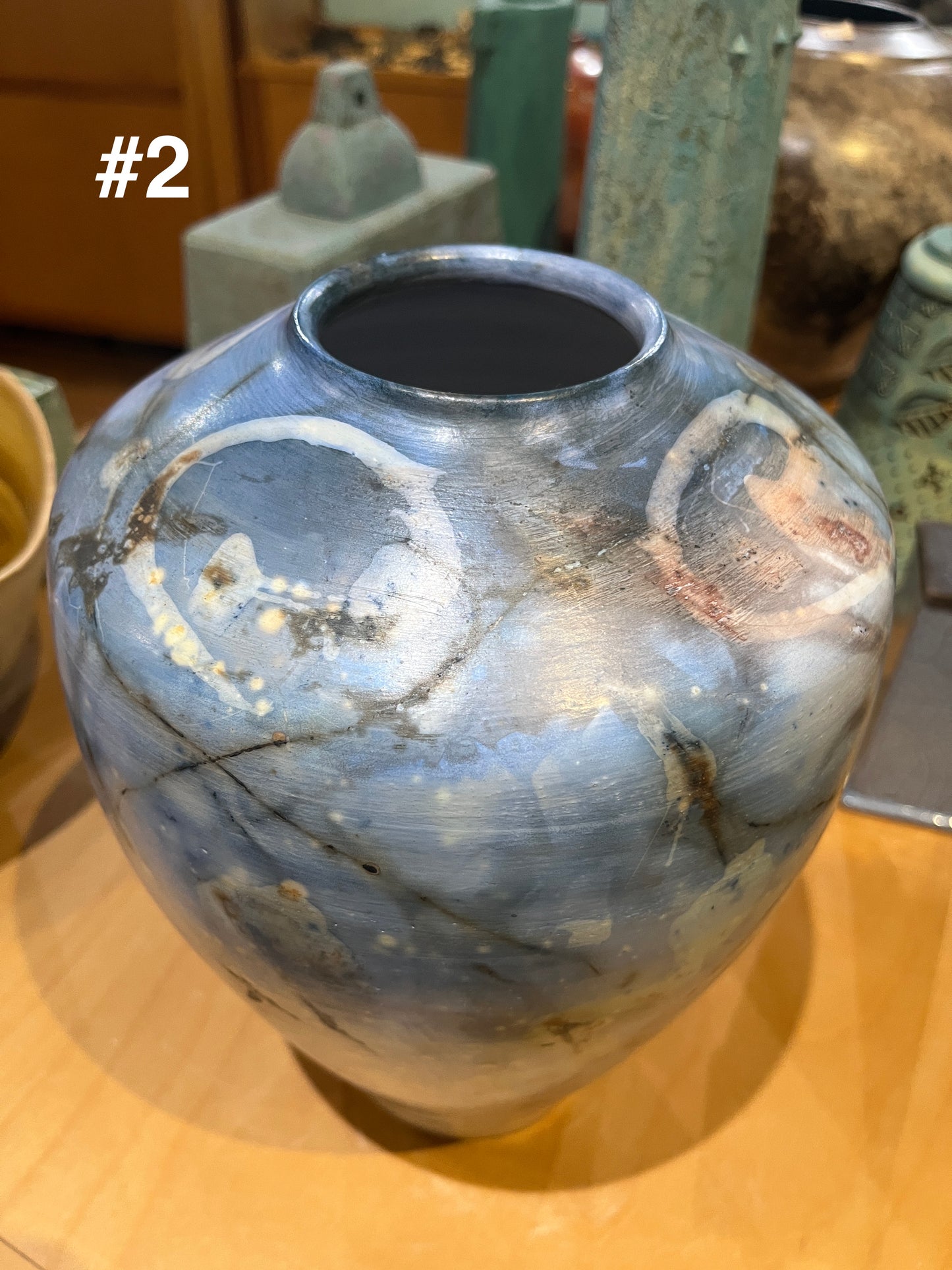 Medium Blue Saggar Vase by Tim Scull