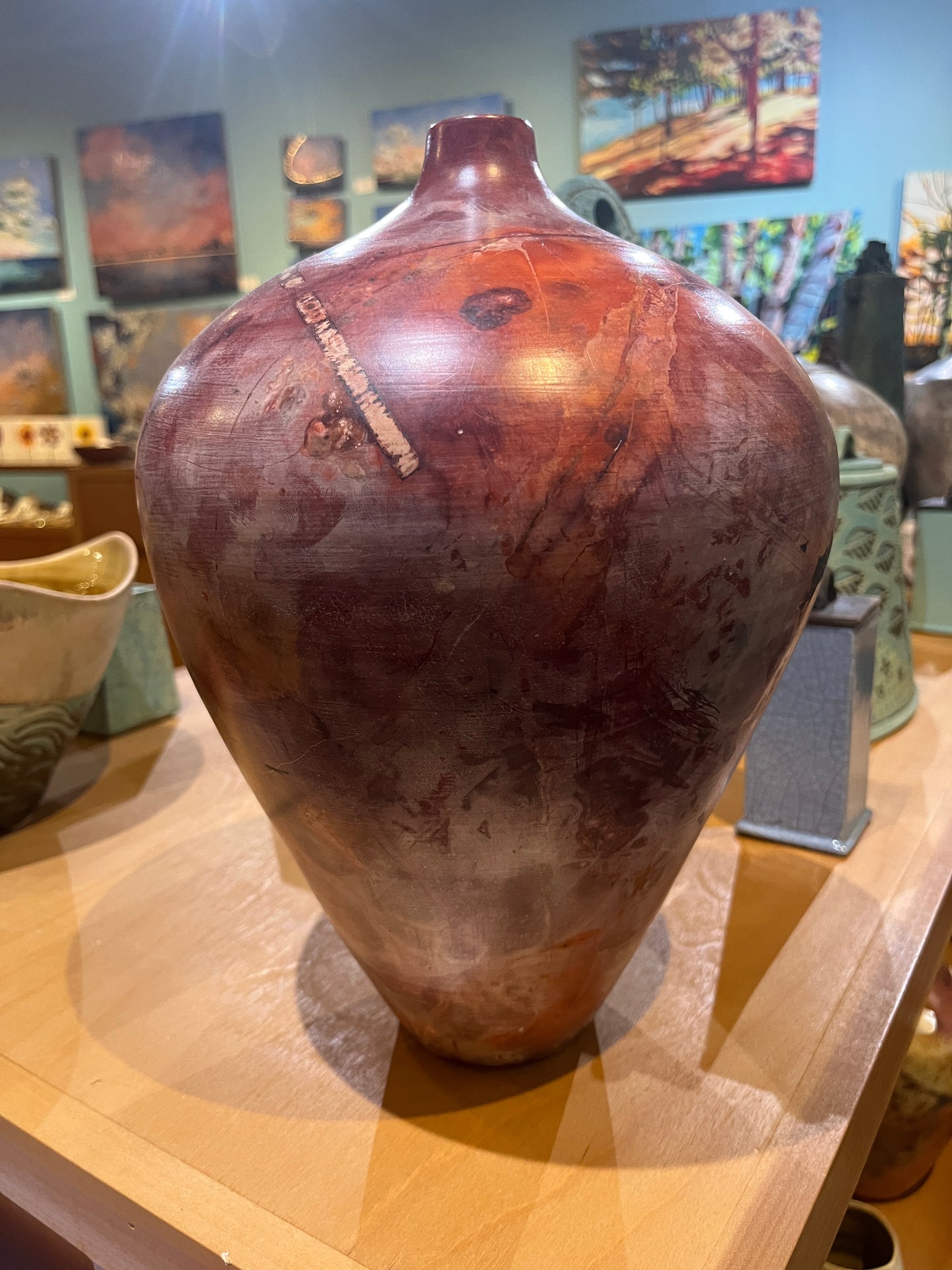 Large-Medium Salmon Saggar Vase by Tim Scull