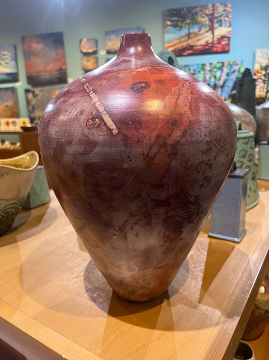 Large-Medium Salmon Saggar Vase by Tim Scull