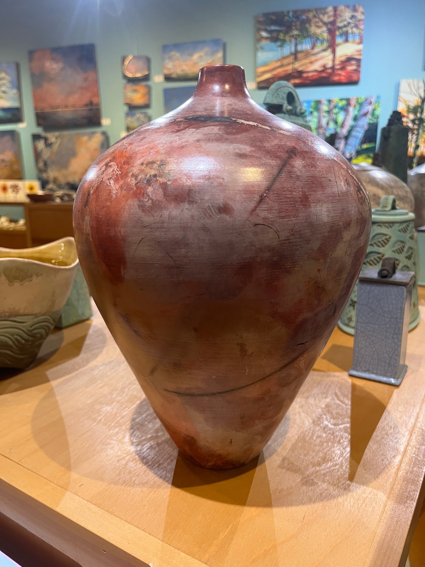 Large-Medium Salmon Saggar Vase by Tim Scull