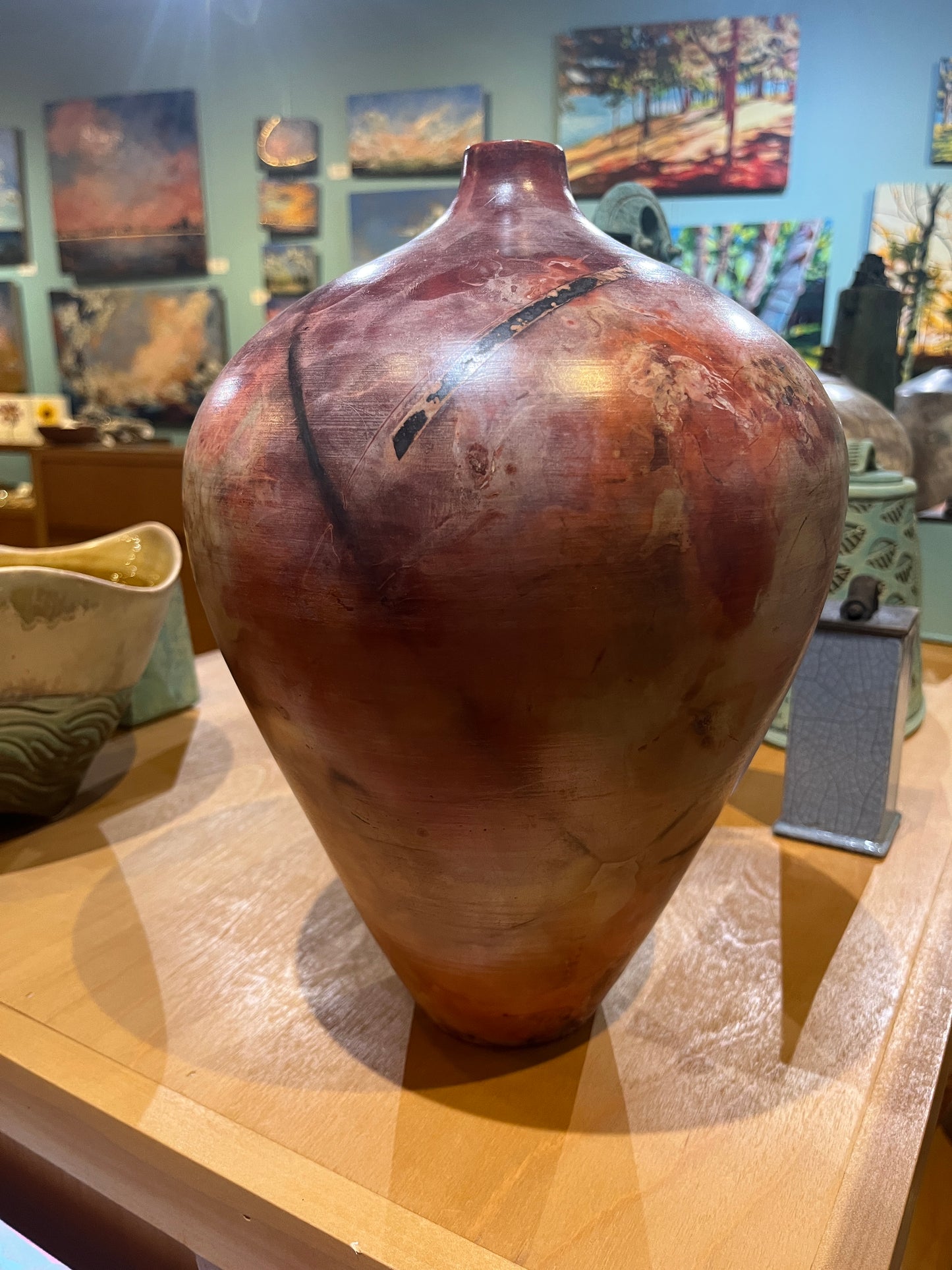 Large-Medium Salmon Saggar Vase by Tim Scull