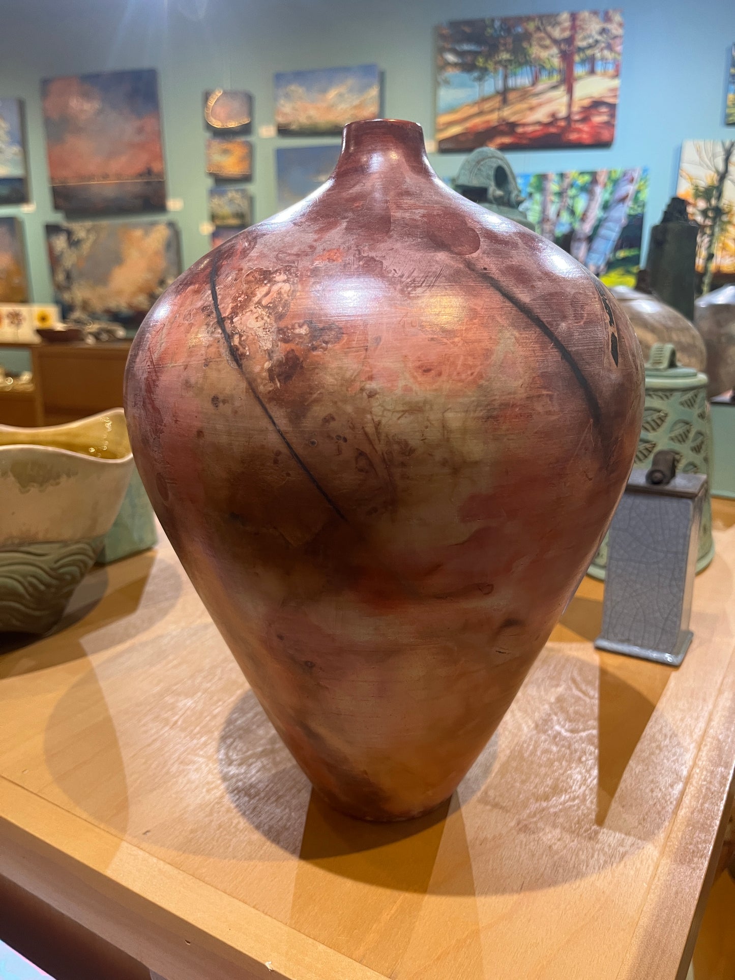 Large-Medium Salmon Saggar Vase by Tim Scull