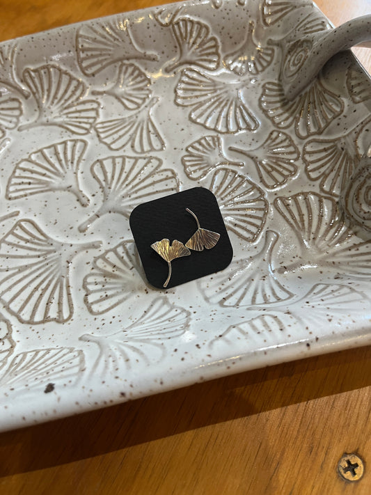 Sterling Gingko Stud Earrings by Meg Tang