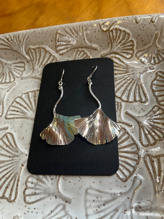Large Ginkgo Branch Earrings by Meg Tang