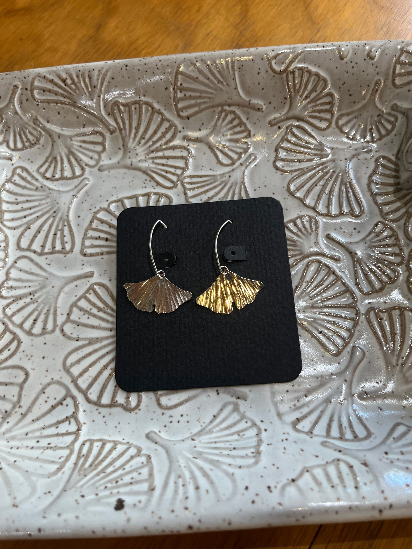 Large Sterling Ginkgo Earrings by Meg Tang