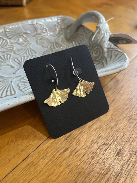 Large Sterling Ginkgo Earrings by Meg Tang