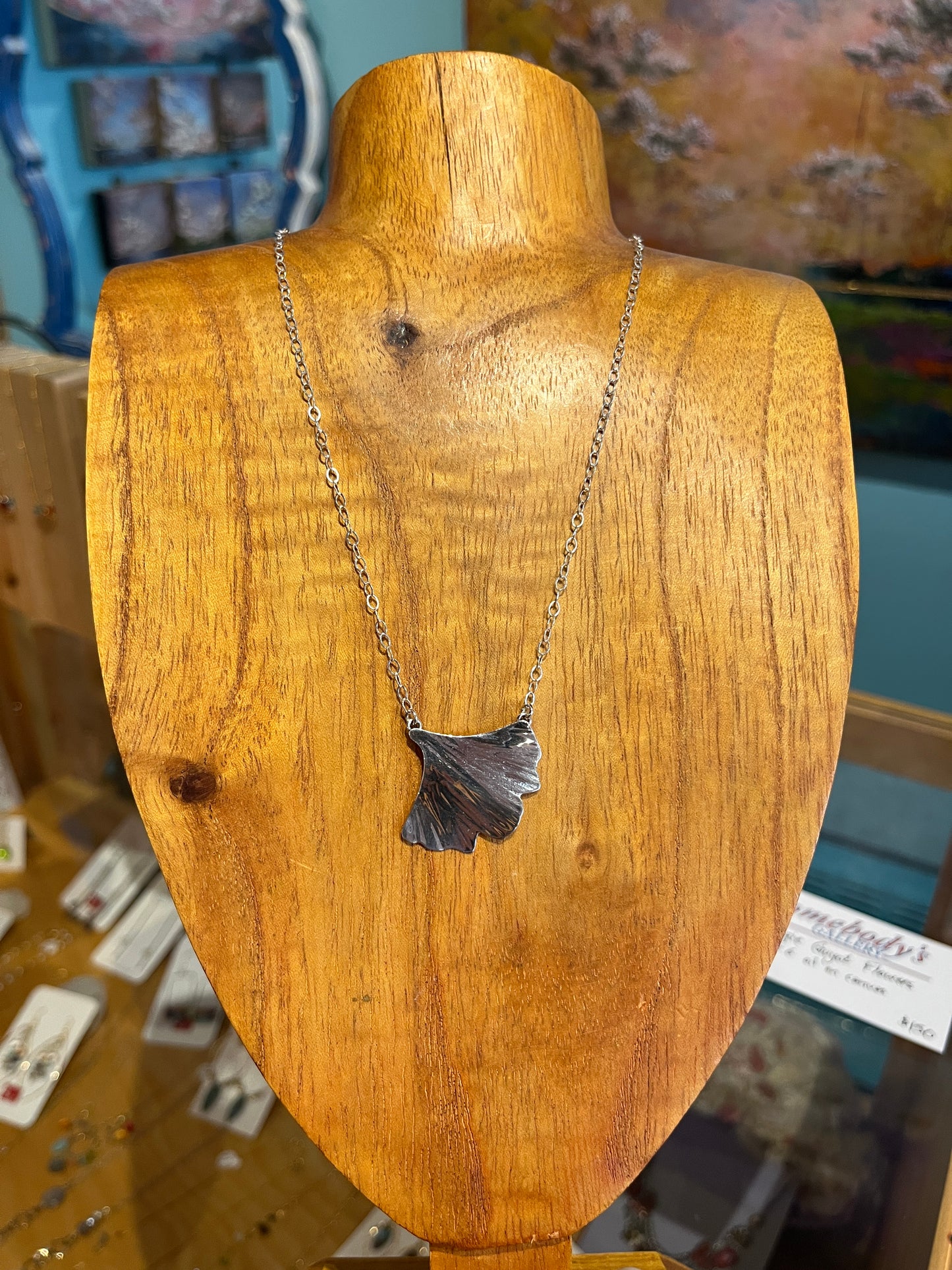 Sterling Large Single Leaf Pendant by Meg Tang