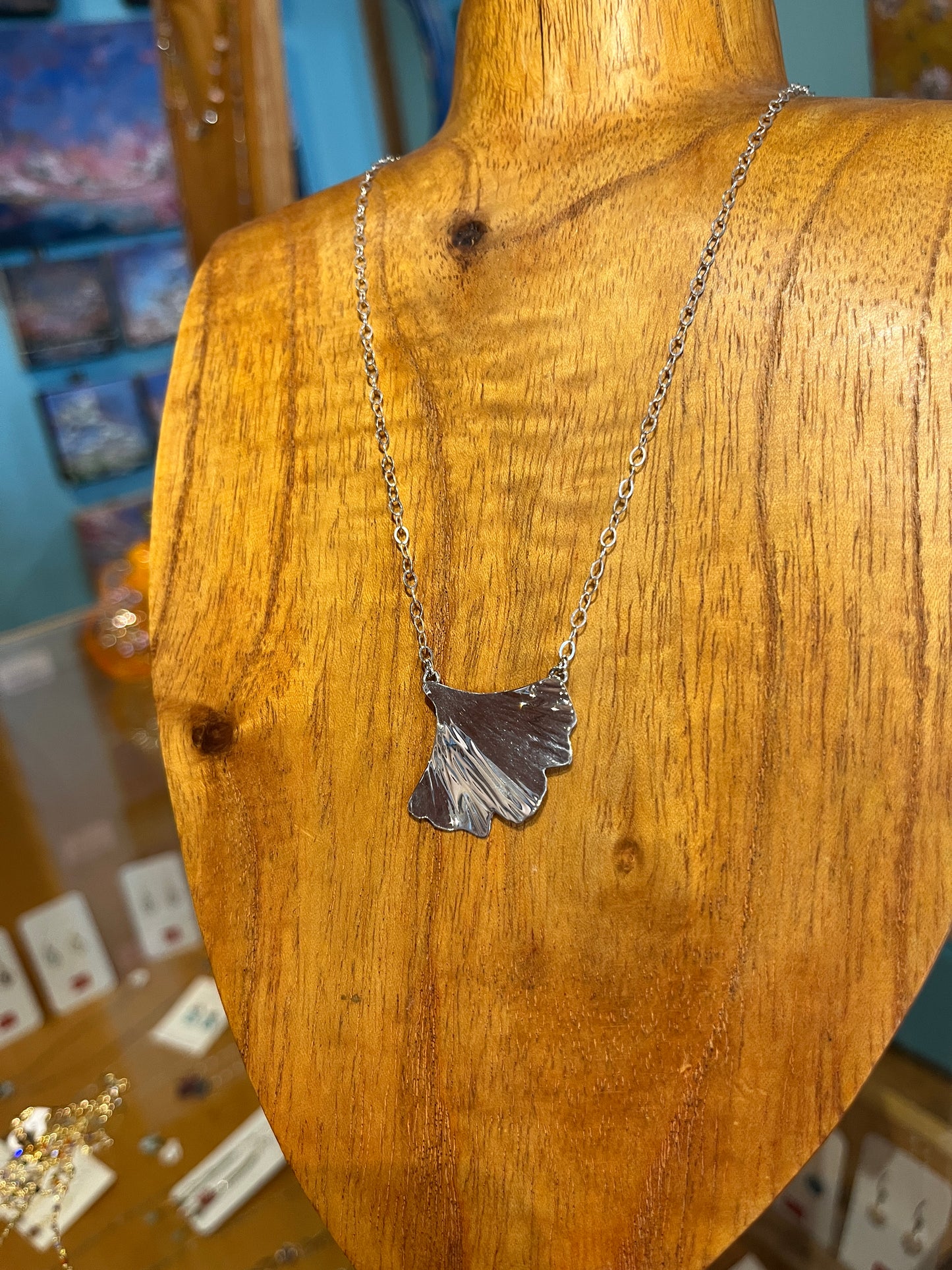 Sterling Large Single Leaf Pendant by Meg Tang