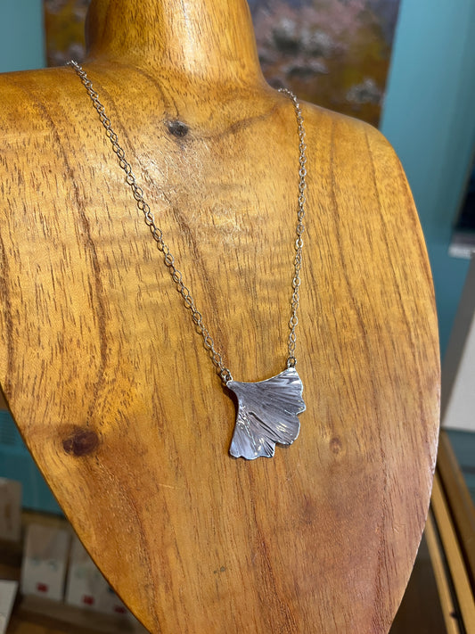 Sterling Large Single Leaf Pendant by Meg Tang