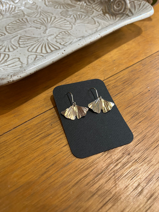 Gold Fill Small Ginkgo Earrings by Meg Tang