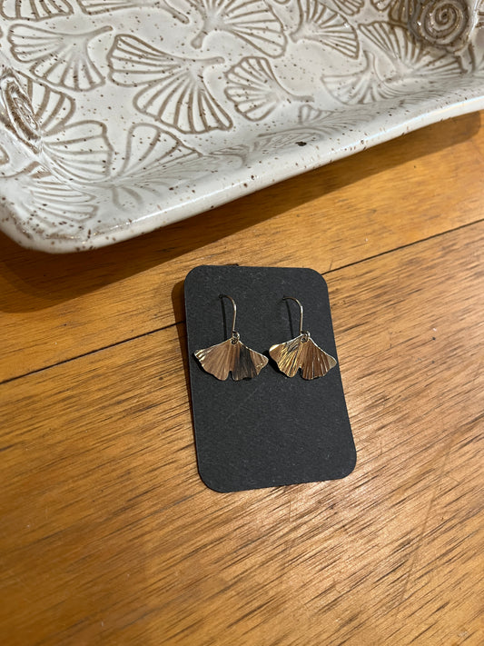 Gold Fill Small Ginkgo Earrings by Meg Tang