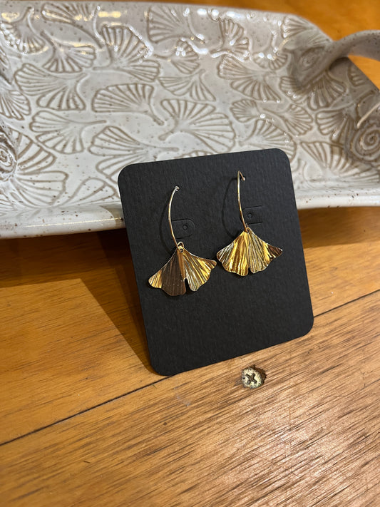 Gold Fill Large Ginkgo Earrings by Meg Tang