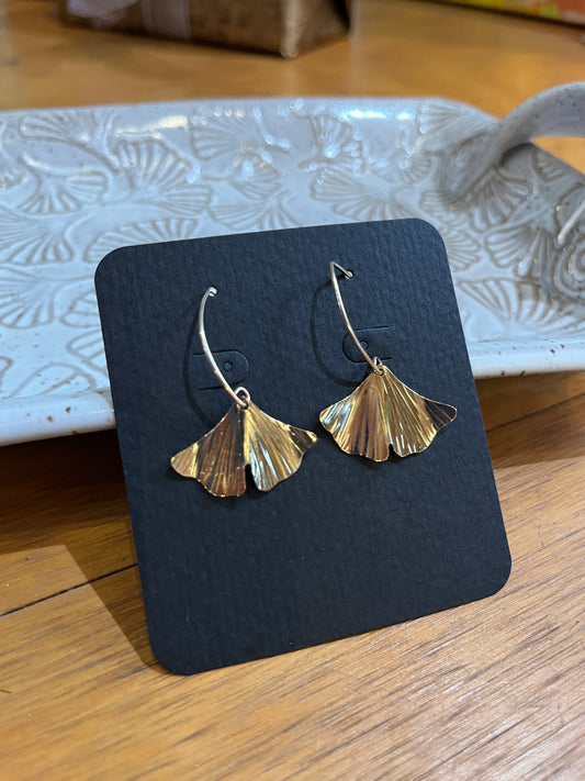 Gold Fill Large Ginkgo Earrings by Meg Tang