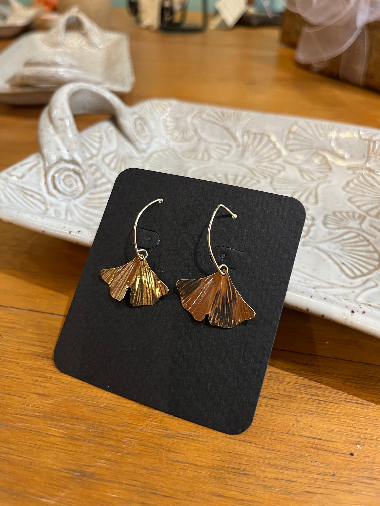 Gold Fill Large Ginkgo Earrings by Meg Tang