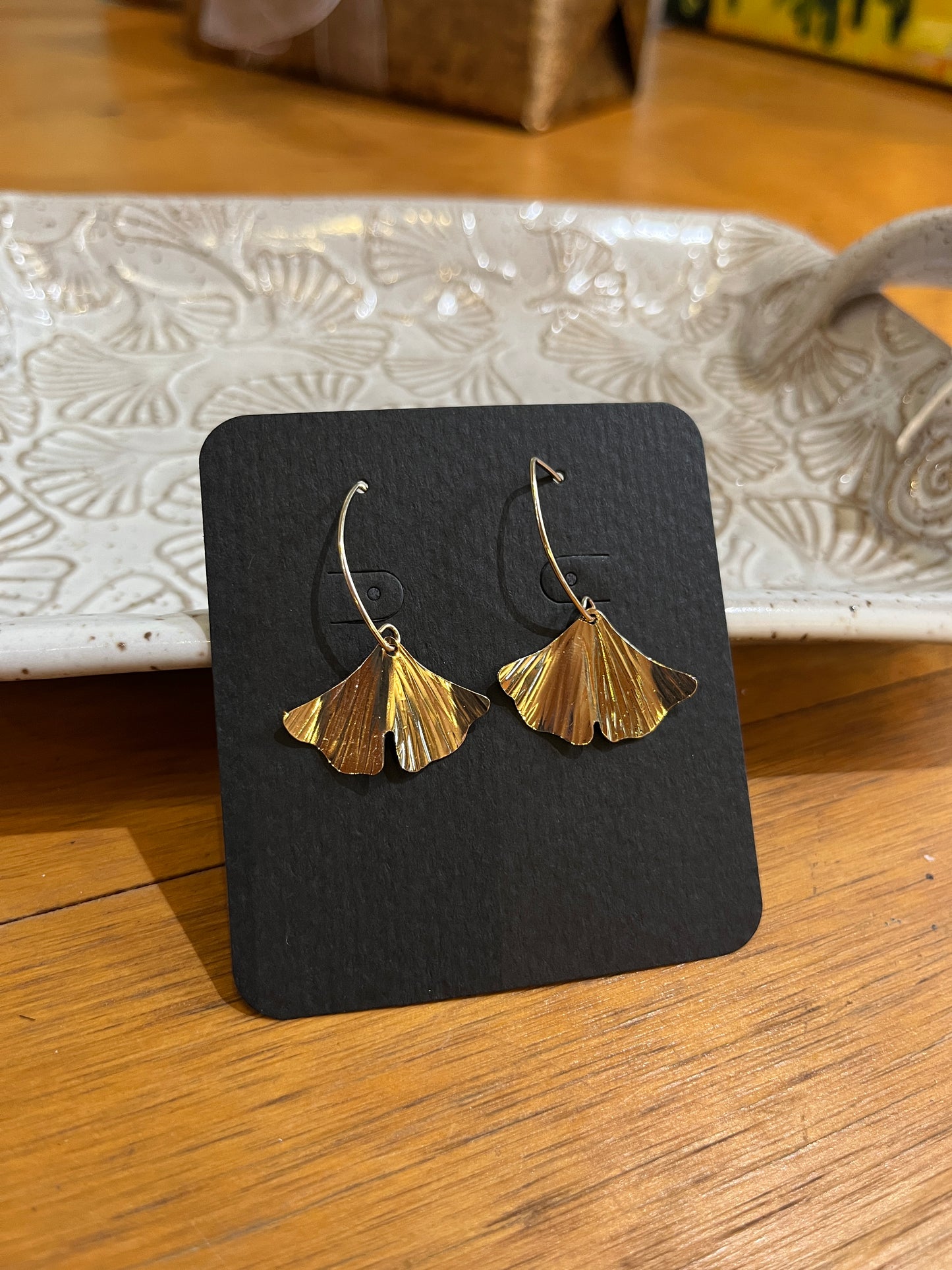 Gold Fill Large Ginkgo Earrings by Meg Tang