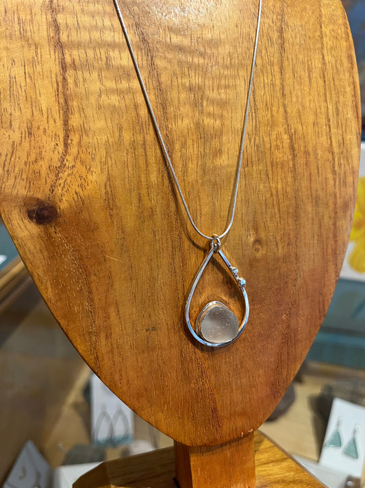 Lake Michigan Glass Drop Pendant by Meg Tang