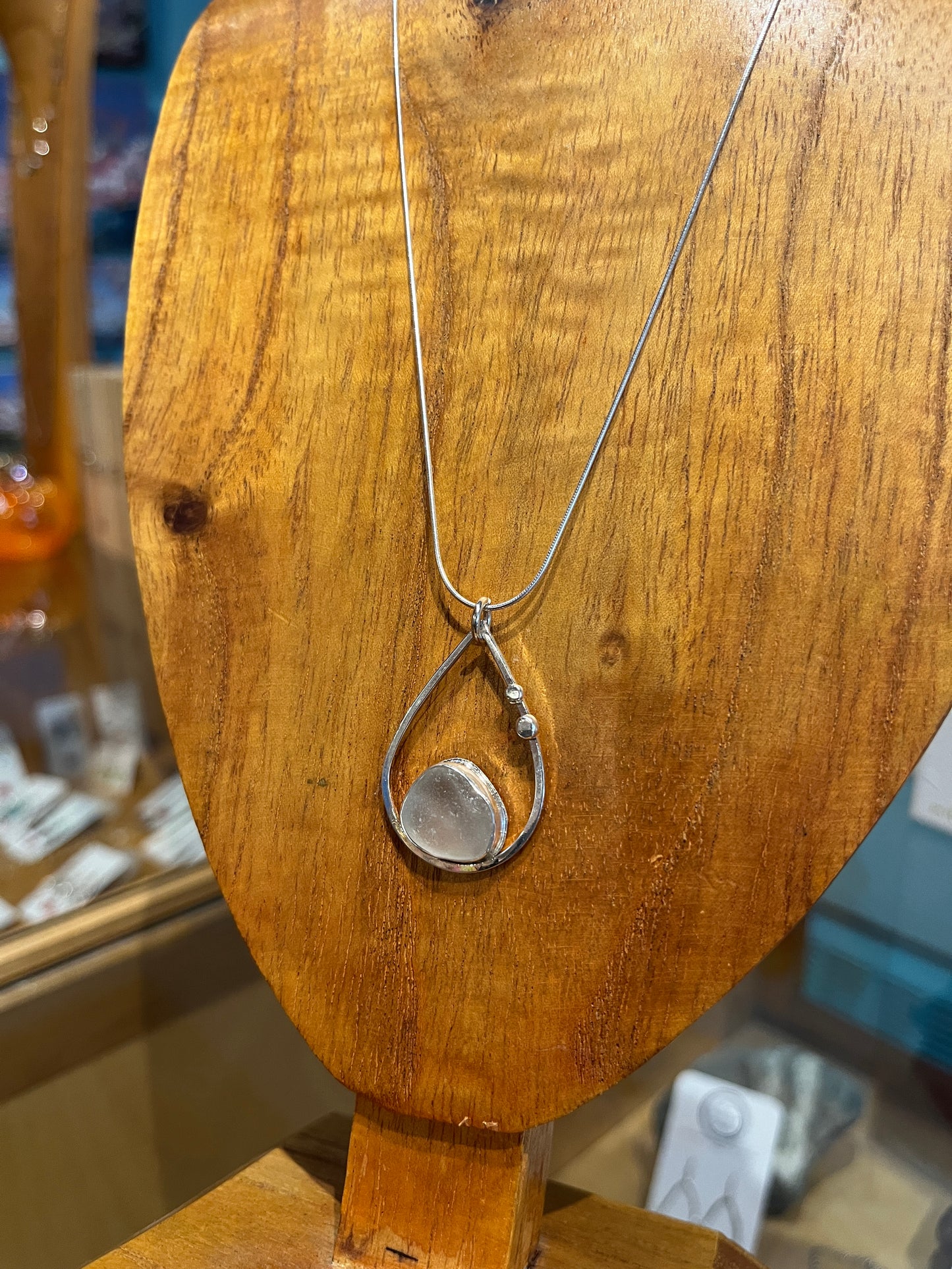 Lake Michigan Glass Drop Pendant by Meg Tang