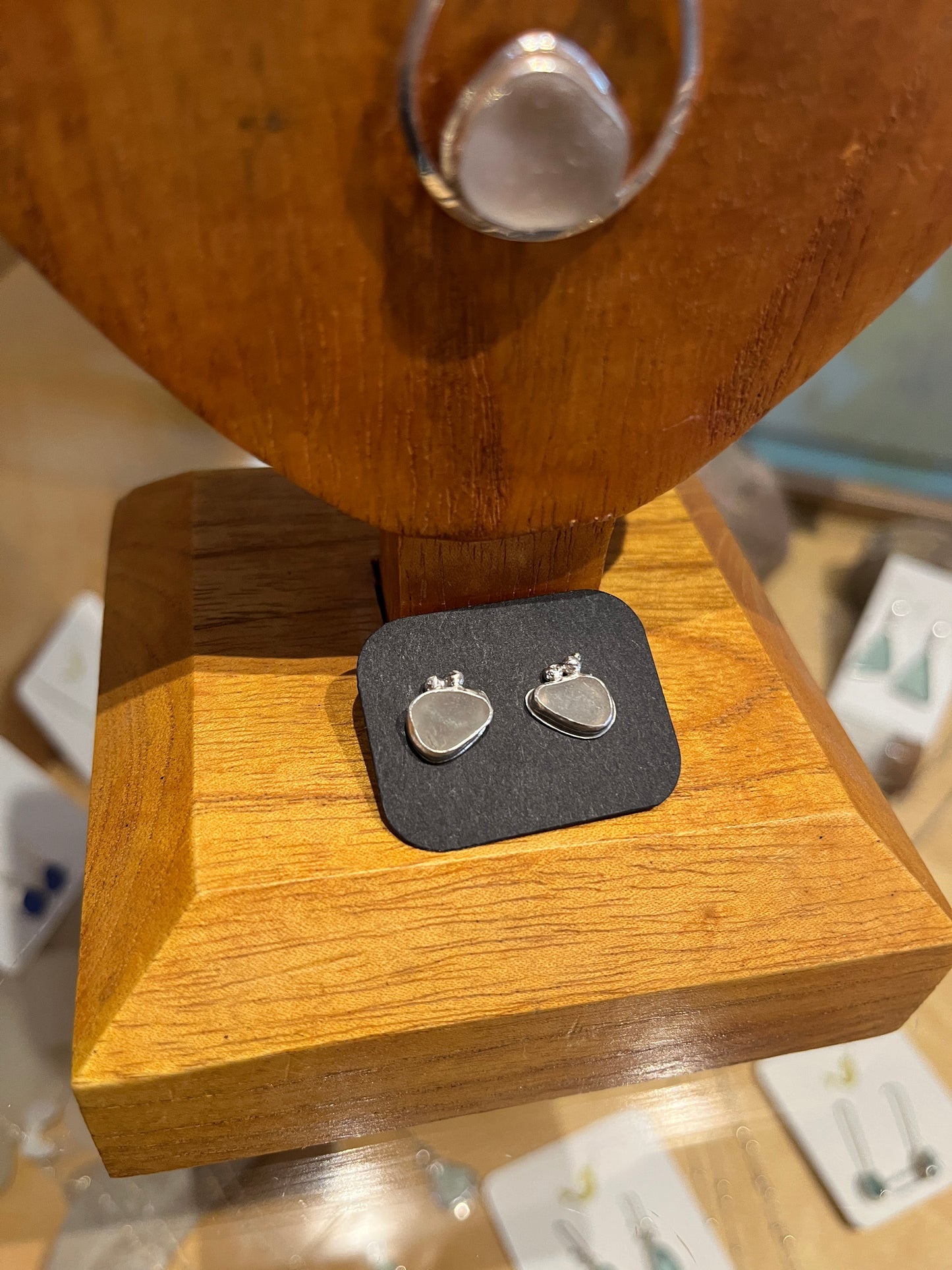 Lake Michigan Glass Studs by Meg Tang