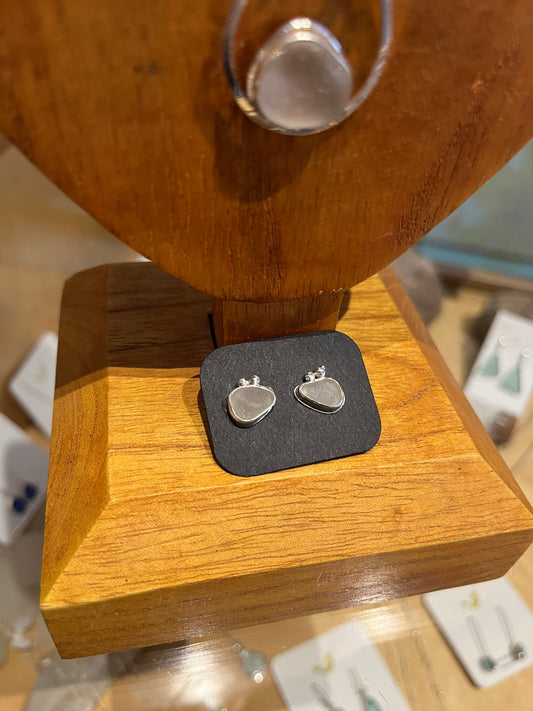 Lake Michigan Glass Studs by Meg Tang