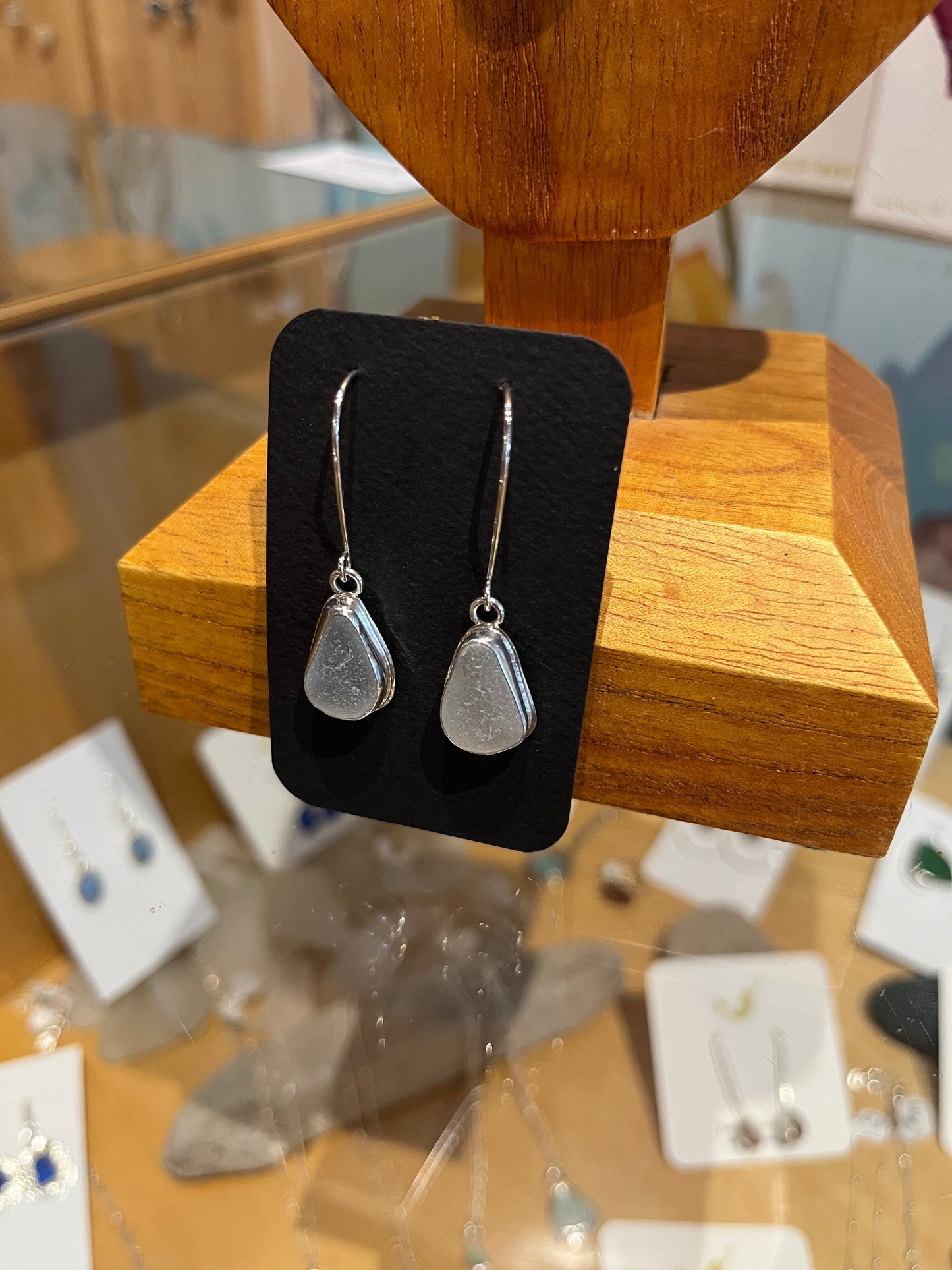Lake Michigan Glass Dangle Earrings by Meg Tang