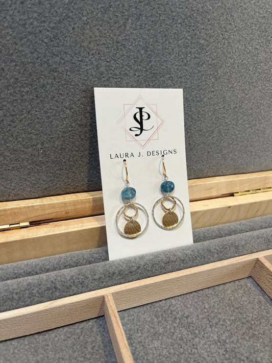 e8040 Blue Autumn Eclipse Earrings by Laura J