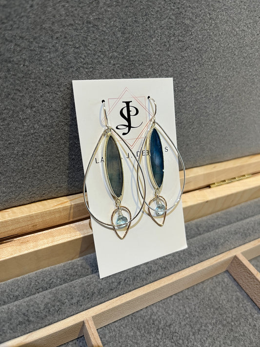 E8122 Silver Labradorite Water Lily Earrings by Laura J