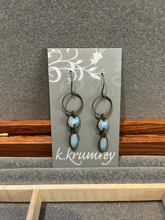 C14 Ceramic Dangle Circle Earrings by Kim Krumrey