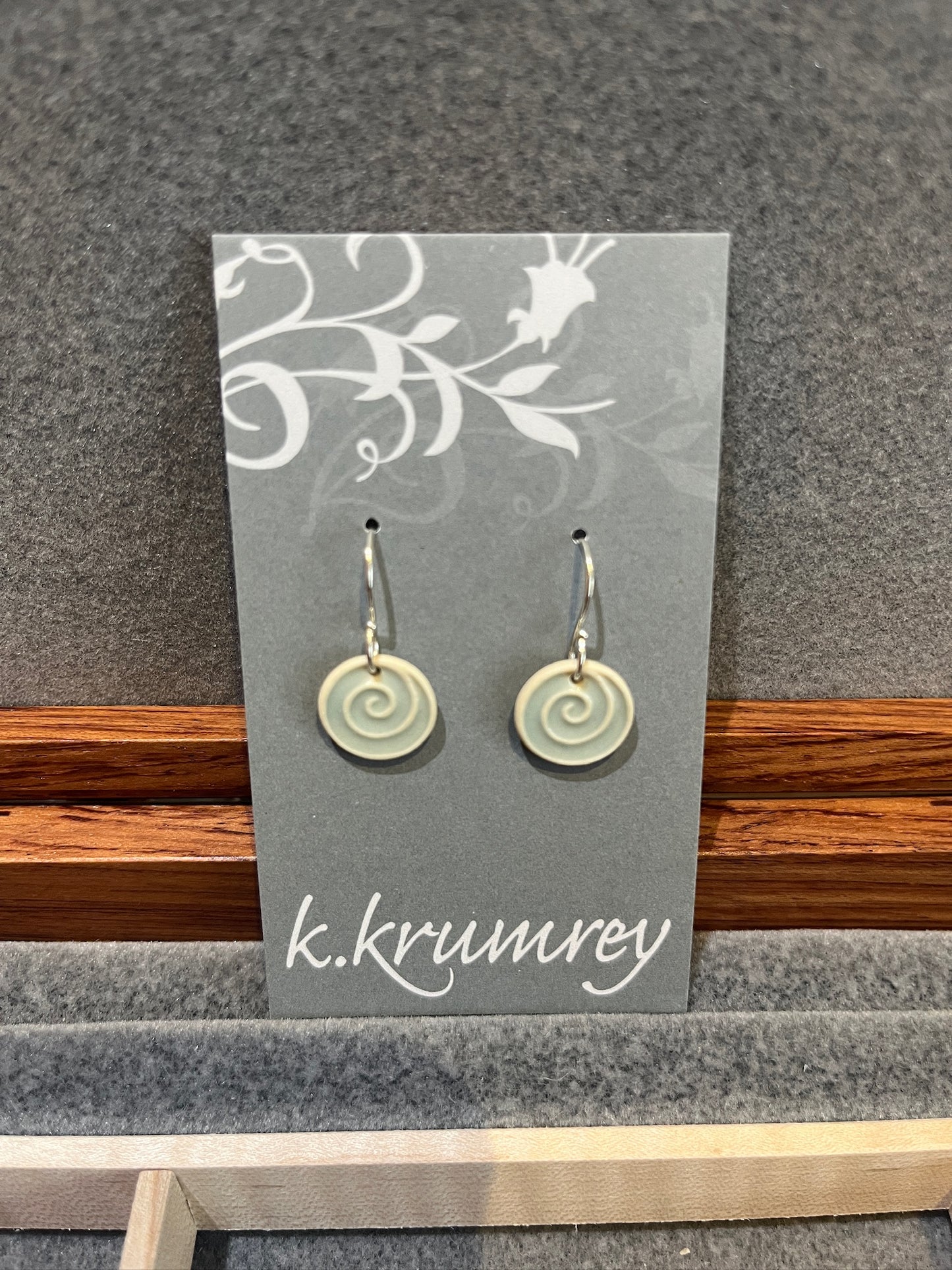A4 Ceramic Swirl Earrings by Kim Krumrey