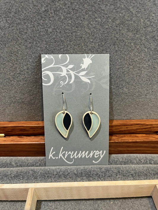 A25 Mod Leaf Ceramic Earrings by Kim Krumrey