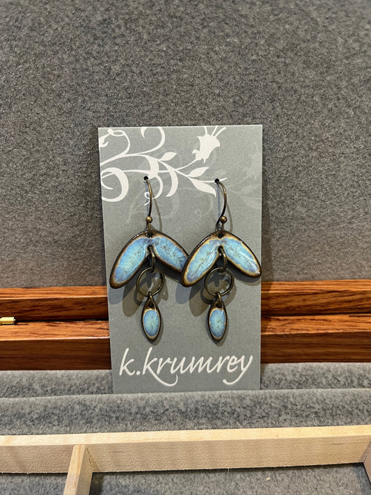 C12 Long Bellflower Ceramic Earrings by Kim Krumrey