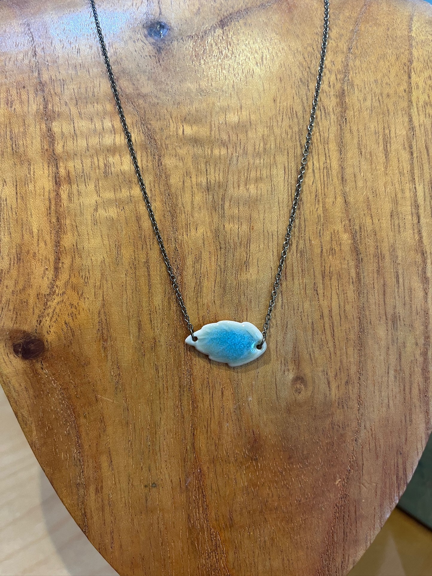 k4 Leaf Ceramic Necklace by Kim Krumrey