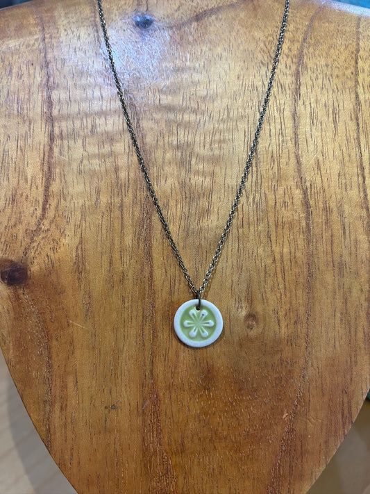 k2 Flower Medallion Ceramic Necklace by Kim Krumrey