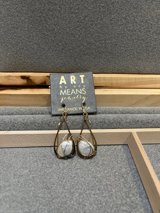 E75144 Pearl Drop Earrings by Art By Any Means