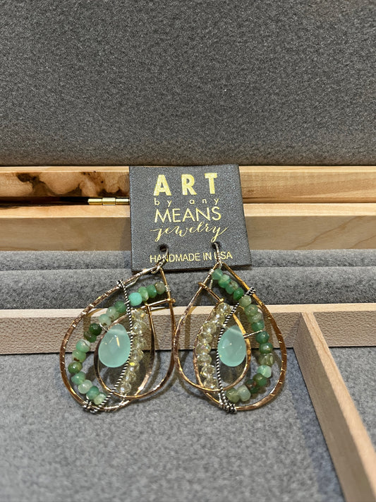 E79250 Chrysoprase Drop Earrings by Art by Any Means
