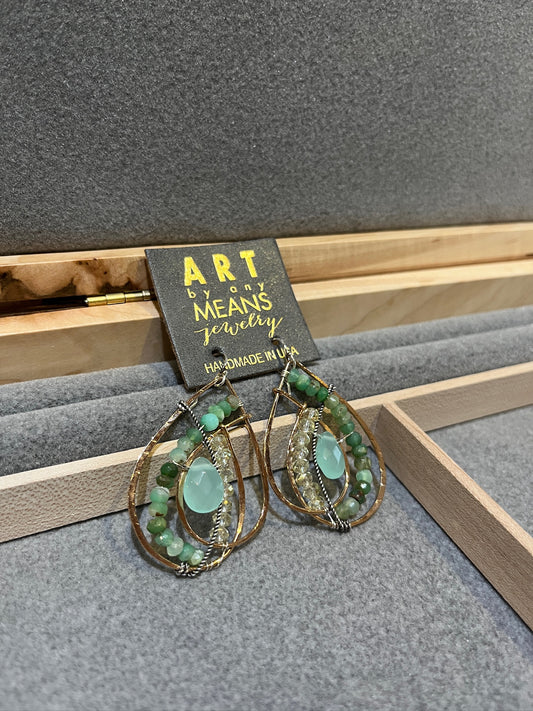 E79250 Chrysoprase Drop Earrings by Art by Any Means