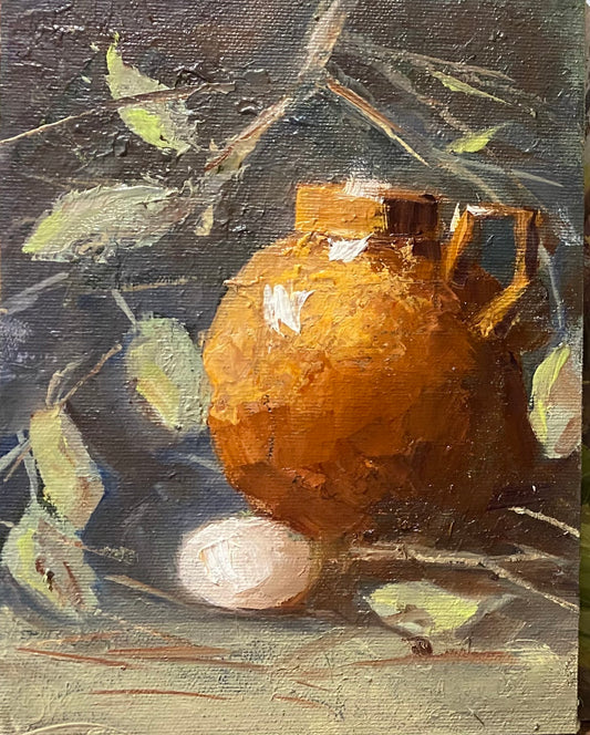 Ceramic Pot with Egg by Karen Van Dam Michmerhuizen